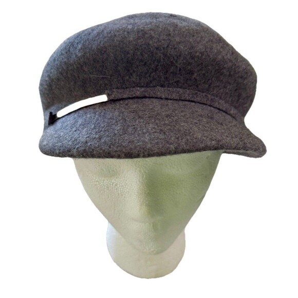 Vintage Nine West Grey 100% Wool Newsboy Hat Cabbie Fiddler Cap Y2K 90's - Picture 1 of 9